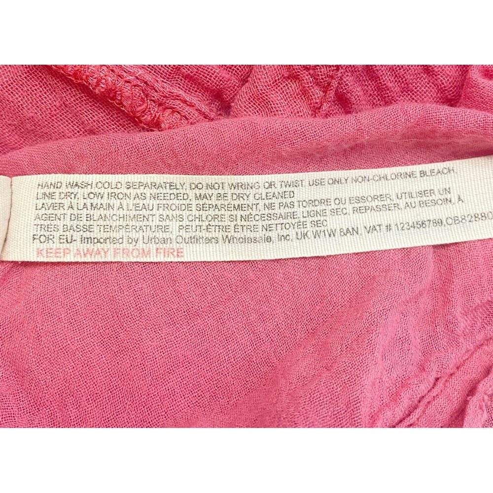 FREE PEOPLE Women Cotton Racerback Raw Edges Gauze Dress Sz M Pink Casual 68-19 - Picture 4 of 10